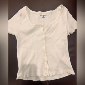 Brandi Melville button top blouse size small one size white ribbed